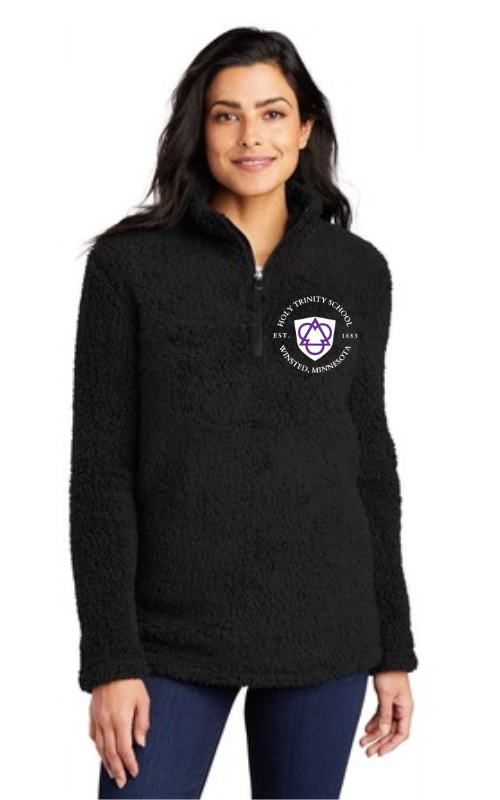 Womens Cozy 1/4-Zip Sherpa Fleece Pullover Jacket with Embroidered HTS Logo L130
