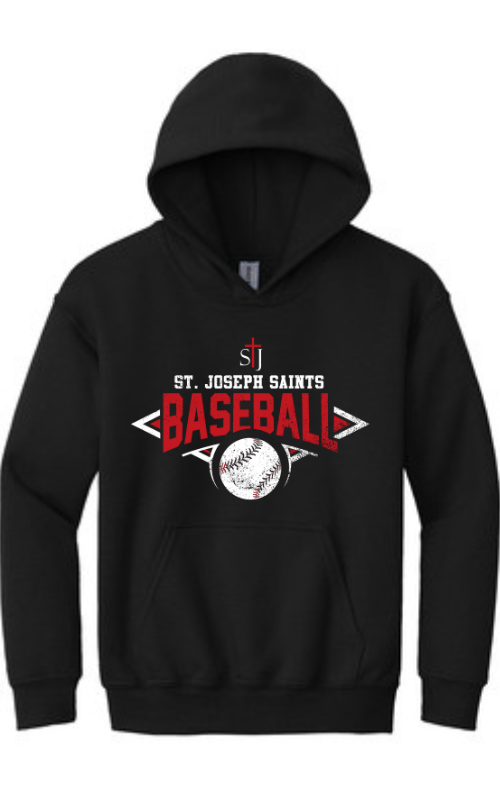 Youth Hooded Sweatshirt with Vinyl STJ Baseball Gildan 18500B
