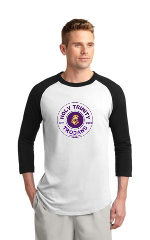 Adult Raglan 3/4 Sleeve Jersey with Vinyl HTS Trojan Logo T200
