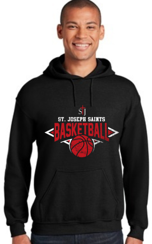 Adult Hooded Sweatshirt with Vinyl STJ Basketball 18500