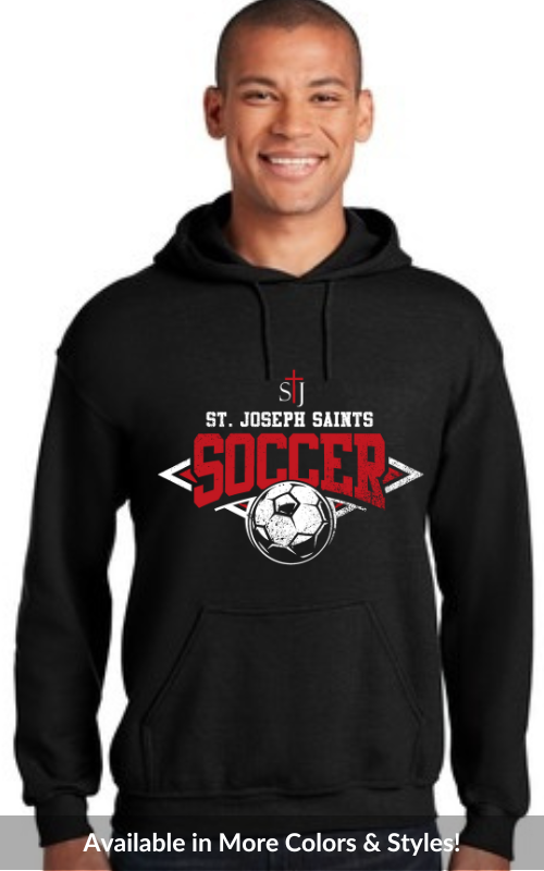 Adult Hooded Sweatshirt with Vinyl STJ Soccer Gildan 18500