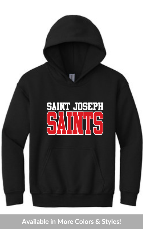 Youth Hooded Sweatshirt with Vinyl STJ SAINTS Logo Gildan 18500B