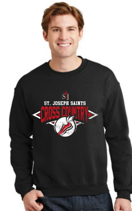 Adult Crewneck Sweatshirt with Vinyl STJ Cross Country Gildan 18000