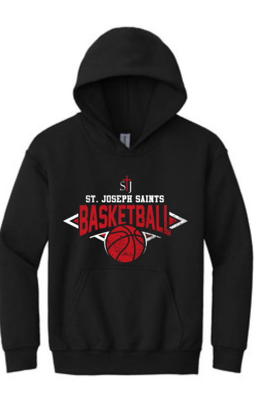 Youth Hooded Sweatshirt with Vinyl STJ Basketball Gildan 18500B