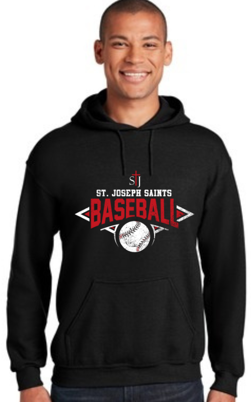 Adult Hooded Sweatshirt with Vinyl STJ Baseball Gildan 18500