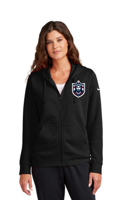 Womens Club Fleece Full-Zip Hoodie with Embroidered Logo - NKFD9890