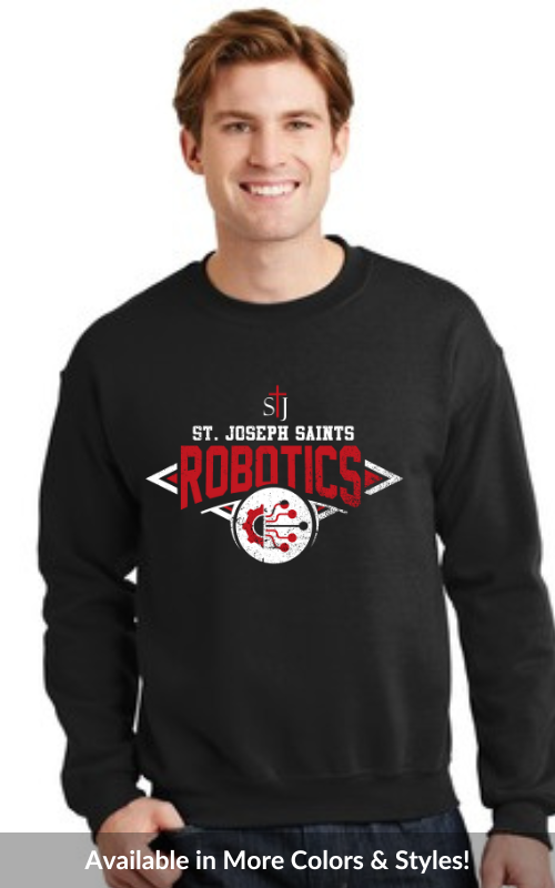 Adult Crewneck Sweatshirt with Vinyl STJ Robotics Gildan 18000