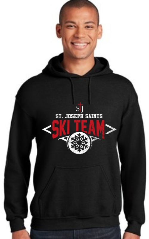 Adult Hooded Sweatshirt with Vinyl STJ Ski Team Gildan 18500