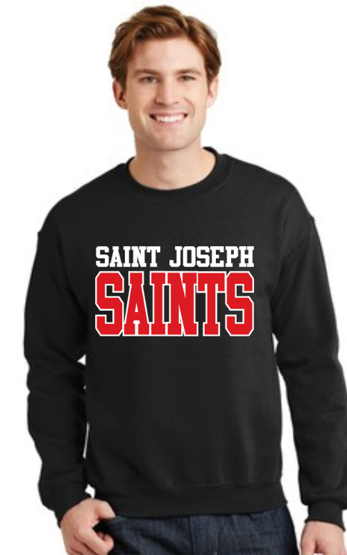 Adult Crewneck Sweatshirt with Vinyl STJ SAINTS Gildan 18000