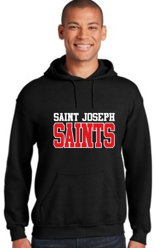 Adult Hooded Sweatshirt with Vinyl STJ SAINTS Gildan 18500