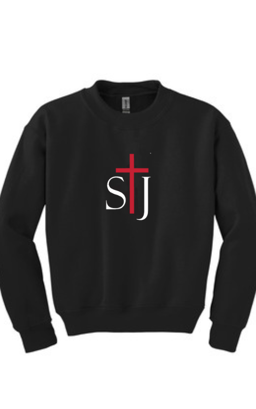 Youth Crewneck Sweatshirt with Vinyl STJ Logo Gildan 18000B