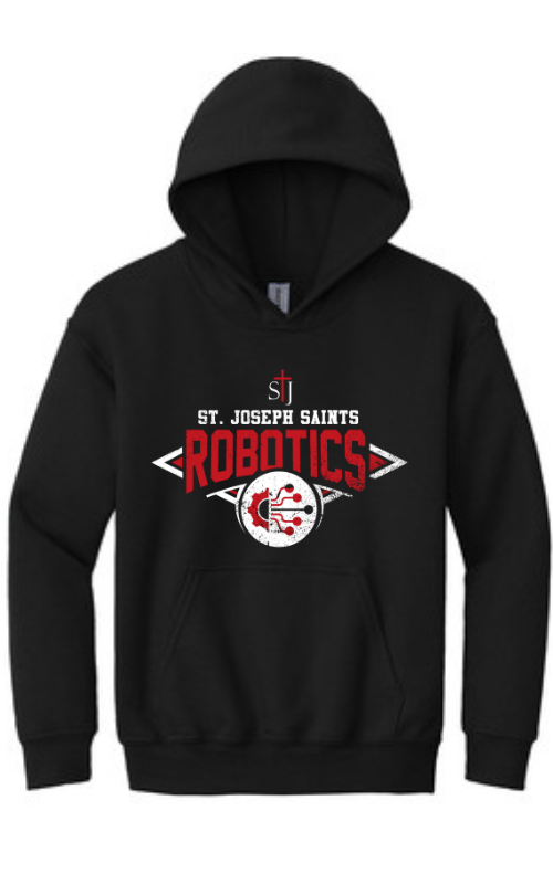Youth Hooded Sweatshirt with Vinyl STJ Robotics Gildan 18500B
