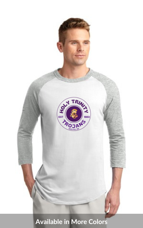 Adult Raglan 3/4 Sleeve Jersey with Vinyl HTS Trojan Logo T200