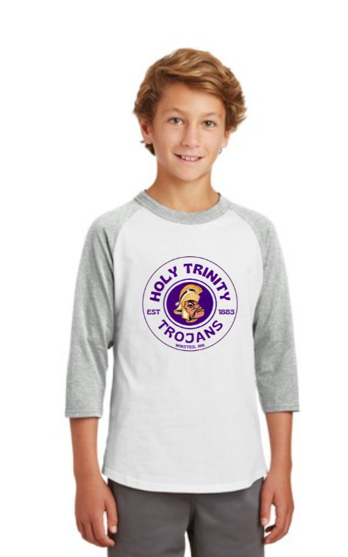 Youth Raglan 3/4 Sleeve Jersey with HTS Trojans Logo YT200