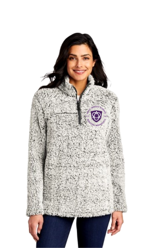 Womens Cozy 1/4-Zip Sherpa Fleece Pullover Jacket with Embroidered HTS Logo L130