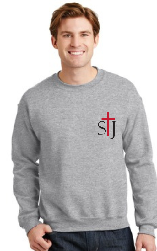 Adult Crewneck Sweatshirt with Embroidered STJ Gildan 18000