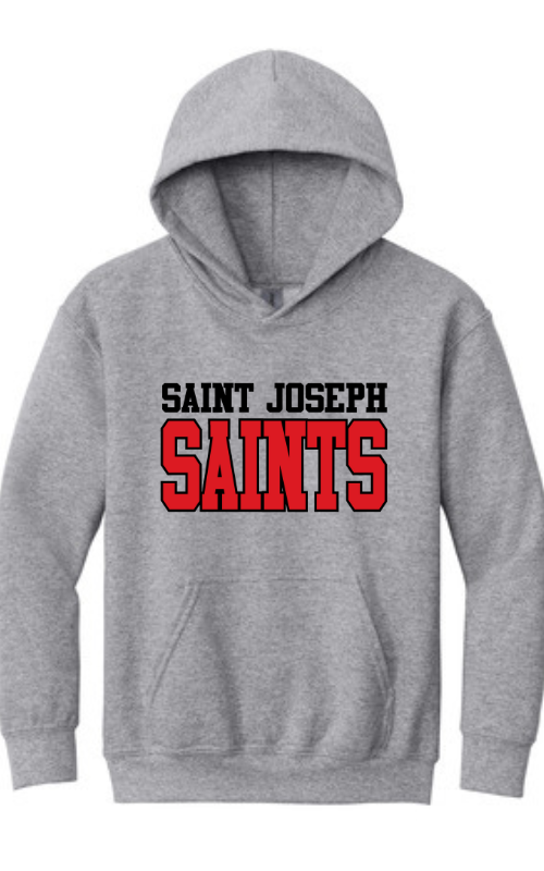 Youth Hooded Sweatshirt with Vinyl STJ SAINTS Logo Gildan 18500B