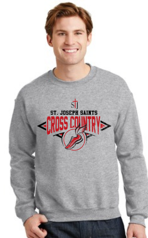 Adult Crewneck Sweatshirt with Vinyl STJ Cross Country Gildan 18000