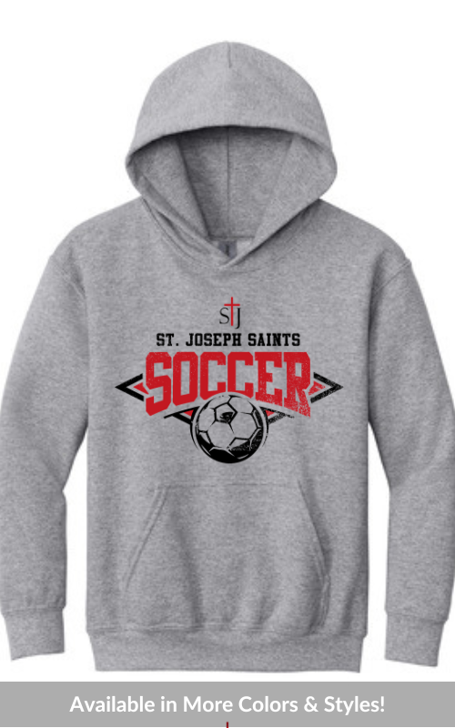 Youth Hooded Sweatshirt with Vinyl STJ Soccer Gildan 18500B