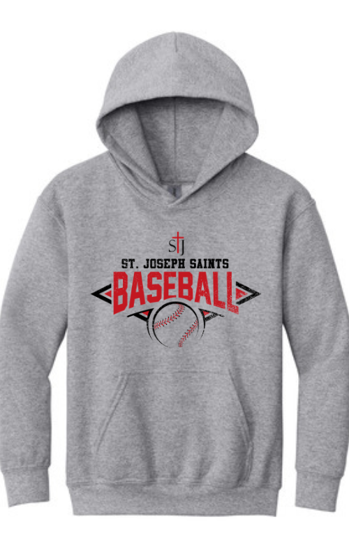 Youth Hooded Sweatshirt with Vinyl STJ Baseball Gildan 18500B