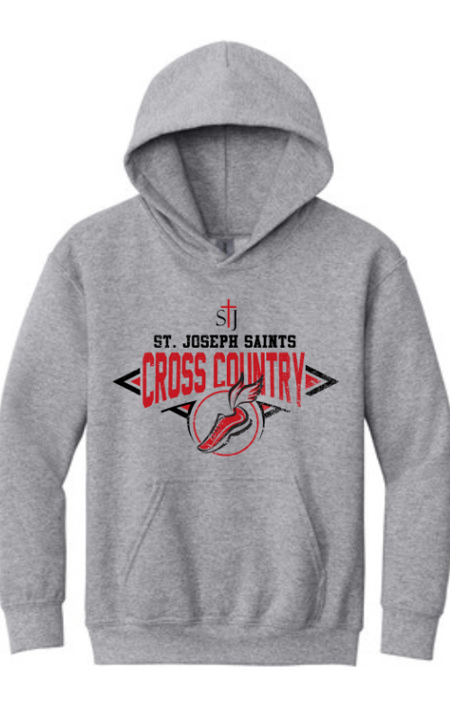 Youth Hooded Sweatshirt with Vinyl STJ Cross Country Gildan 18500B