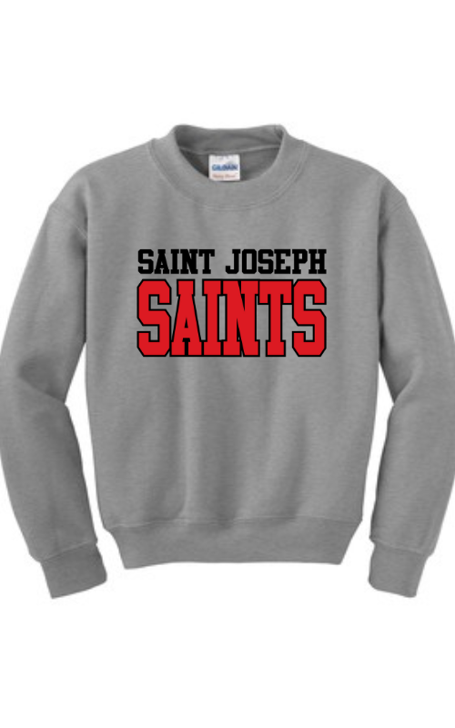 Youth Crewneck Sweatshirt with Vinyl STJ SAINTS Logo Gildan 18000B