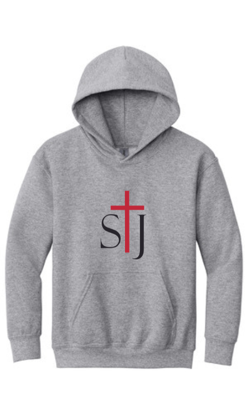 Youth Hooded Sweatshirt with Vinyl STJ Logo Gildan 18500B