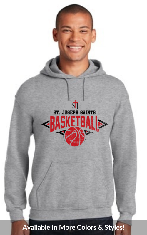 Adult Hooded Sweatshirt with Vinyl STJ Basketball 18500