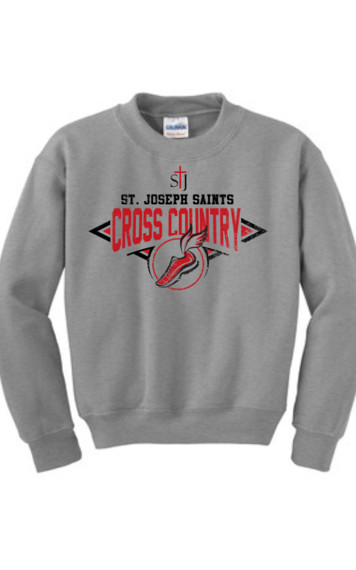 Youth Crewneck Sweatshirt with Vinyl STJ Cross Country Gildan 18000B