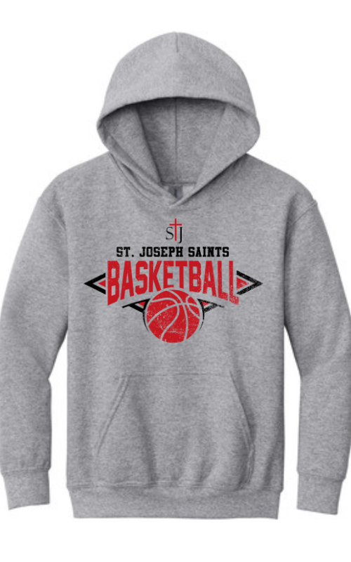 Youth Hooded Sweatshirt with Vinyl STJ Basketball Gildan 18500B
