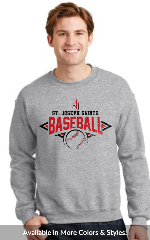 Adult Crewneck Sweatshirt with Vinyl STJ Baseball Gildan 18000