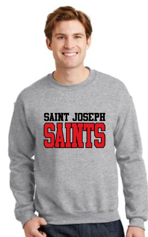 Adult Crewneck Sweatshirt with Vinyl STJ SAINTS Gildan 18000