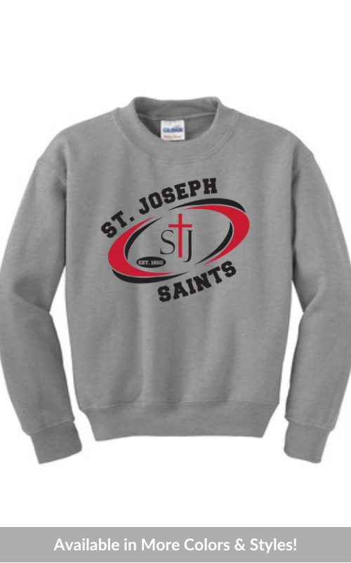 Youth Crewneck Sweatshirt with Vinyl STJ SAINTS Oval Logo 18000B