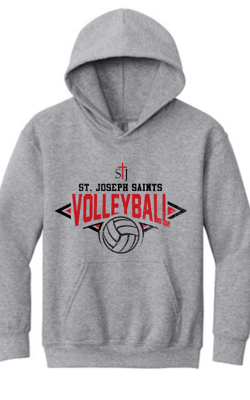 Youth Hooded Sweatshirt with Vinyl STJ Volleyball Gildan 18500B