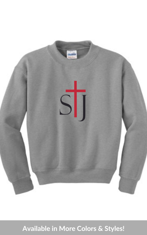 Youth Crewneck Sweatshirt with Vinyl STJ Logo Gildan 18000B