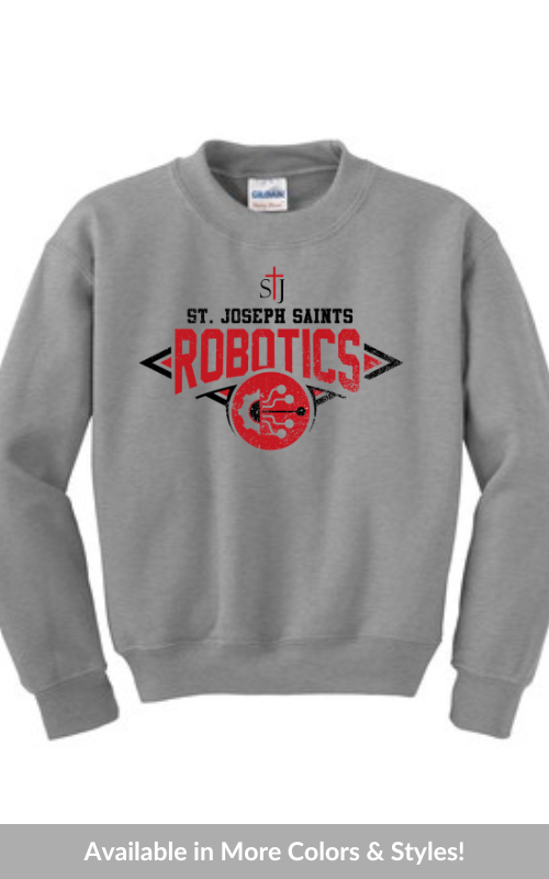 Youth Crewneck Sweatshirt with Vinyl STJ Robotics Gildan 18000B