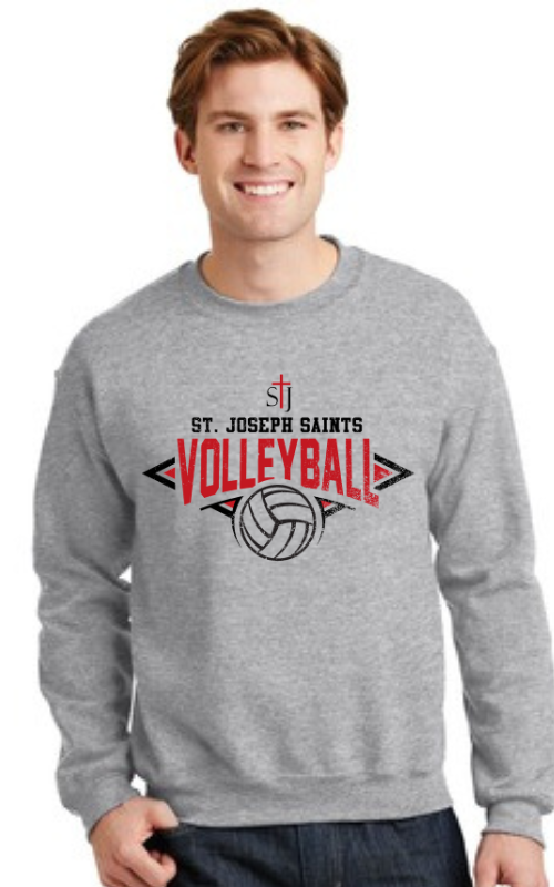 Adult Crewneck Sweatshirt with Vinyl STJ Volleyball Gildan 18000