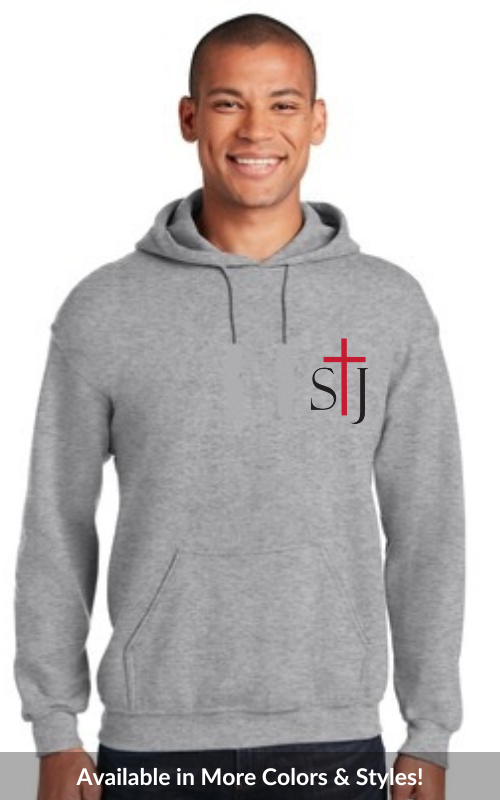 Adult Hooded Sweatshirt with Embroidered STJ Logo 18500