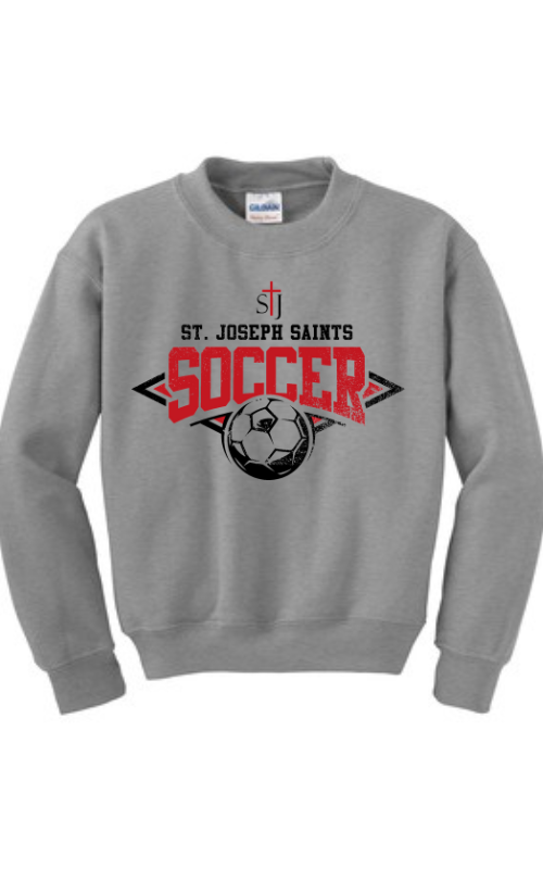 Youth Crewneck Sweatshirt with Vinyl STJ Soccer Gildan 18000B