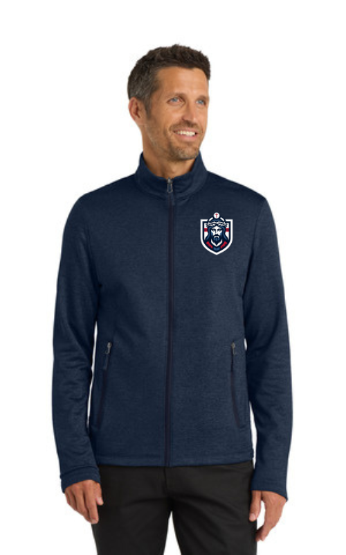 Mens Striated Fleece Jacket with Embroidered Logo - F905