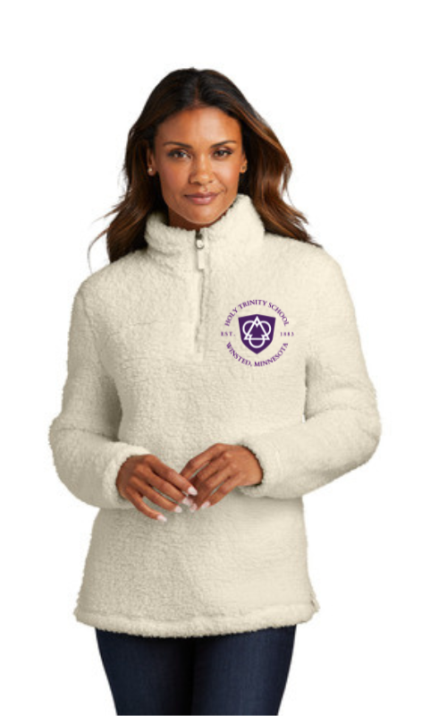 Womens Cozy 1/4-Zip Sherpa Fleece Pullover Jacket with Embroidered HTS Logo L130