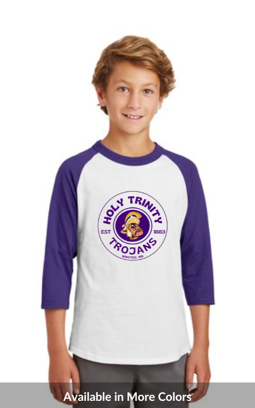 Youth Raglan 3/4 Sleeve Jersey with HTS Trojans Logo YT200