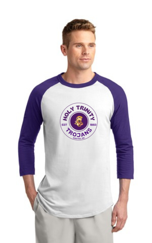 Adult Raglan 3/4 Sleeve Jersey with Vinyl HTS Trojan Logo T200