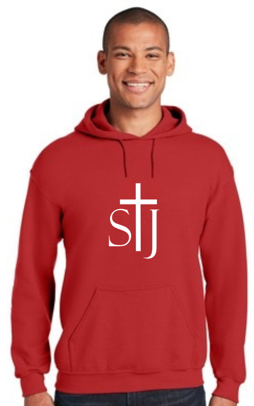 Adult Hooded Sweatshirt with Vinyl STJ Gildan 18500