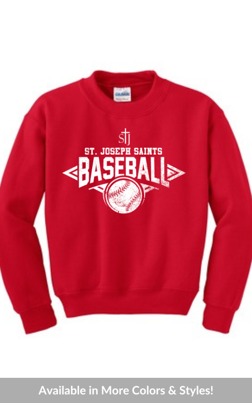 Youth Crewneck Sweatshirt with Vinyl STJ Baseball Gildan 18000B