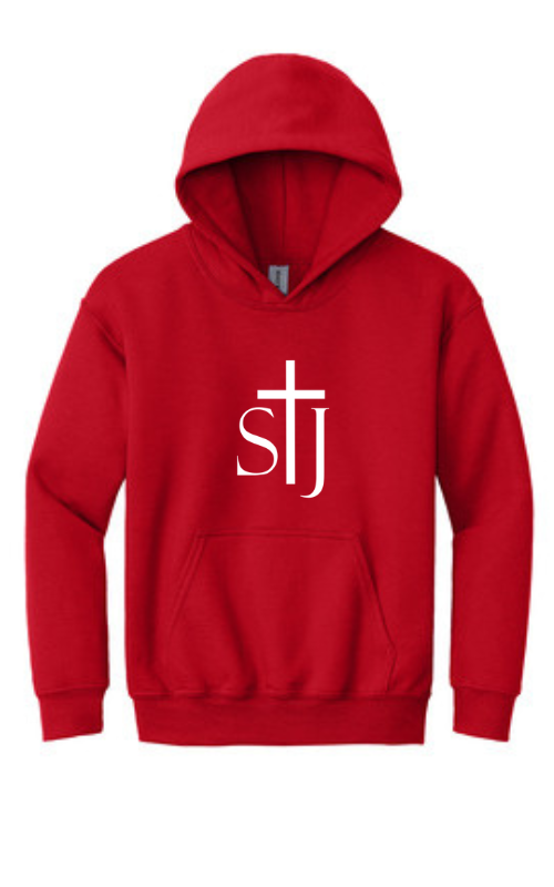 Youth Hooded Sweatshirt with Vinyl STJ Logo Gildan 18500B