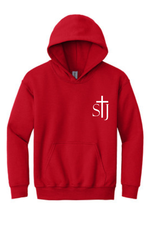 Youth Hooded Sweatshirt with Embroidered STJ Logo Gildan 18500B