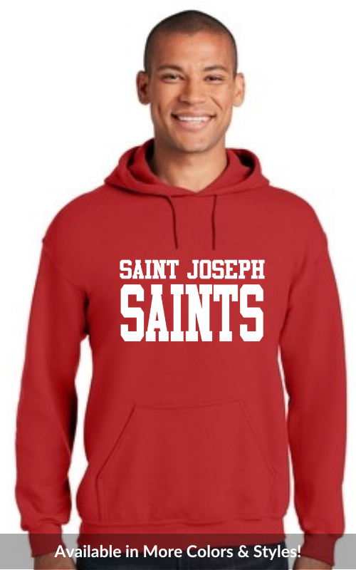 Adult Hooded Sweatshirt with Vinyl STJ SAINTS Gildan 18500