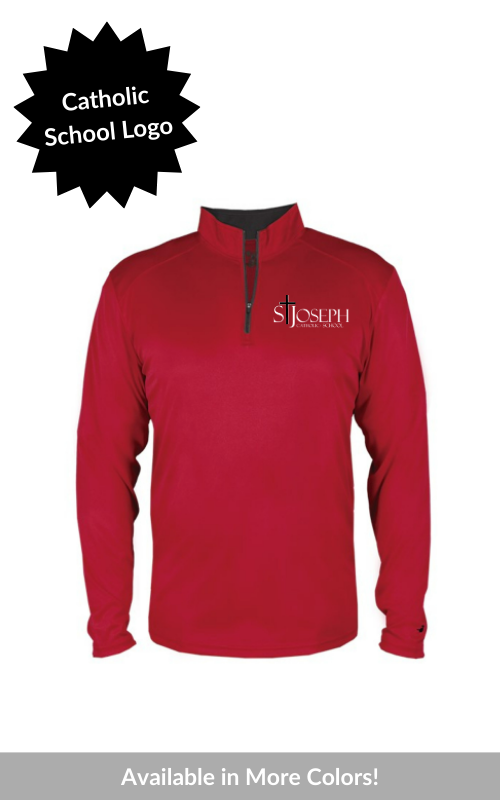 Catholic School Uniform Youth 1/4-Zip Pullover Jacket with Embroidered STJ Logo 2102