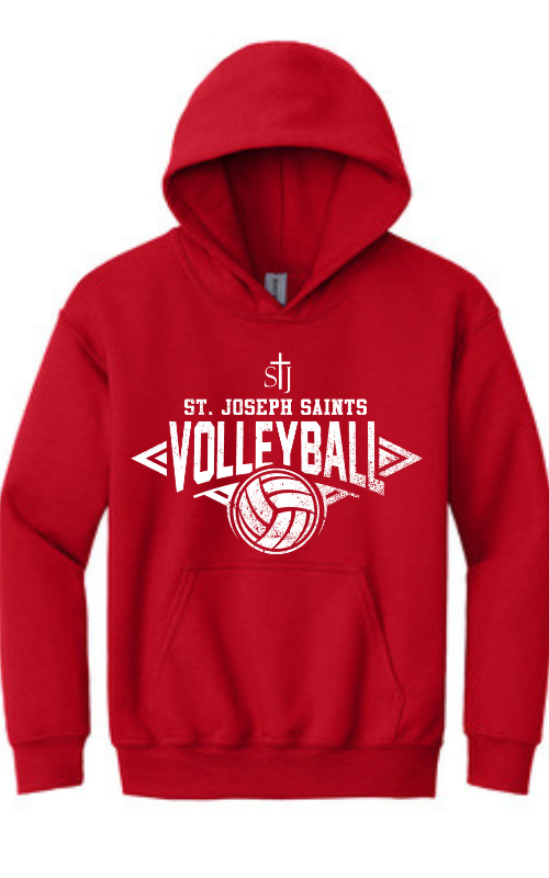Youth Hooded Sweatshirt with Vinyl STJ Volleyball Gildan 18500B